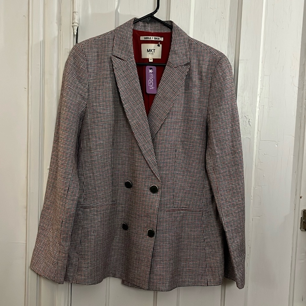 NWT Plaid double-breasted blazer